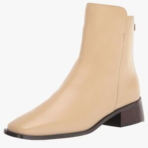Sam Edelman Thatcher Leather Square Toe Ankle Boots Booties Eggshell Beige NEW 5